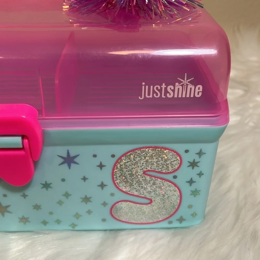 Set of 2 Justice Letter S Make Up Organizer Caboodle Pencil Pouch
